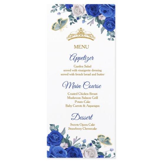 Royal Blue Quinceañera Menu Card