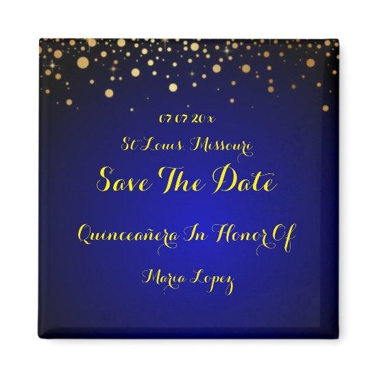Royal Blue Quinceanera Save The Date Magnet