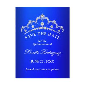 Royal Blue Quinceanera Save The Date Postcard