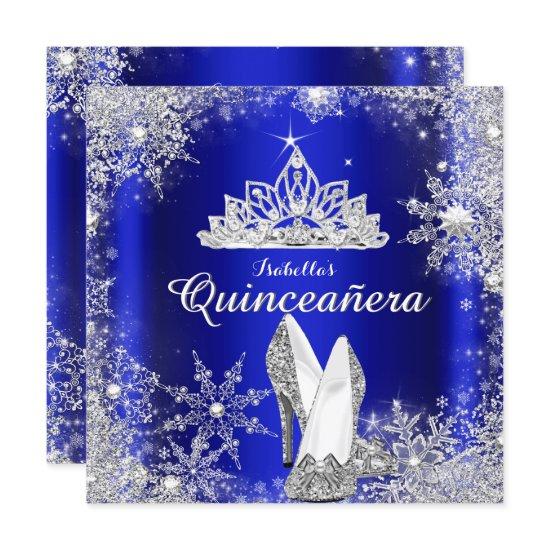 Royal Blue Quinceanera Silver Tiara 15th Birthday
