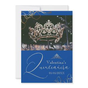 Royal Blue Quinceañera thank you card template