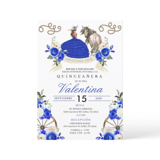 Royal Blue Ranch Horse Roses Charro Quinceañera