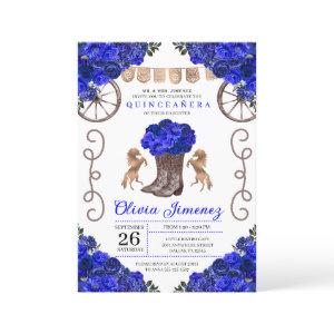 Royal Blue Ranchero Floral Boots Quinceanera