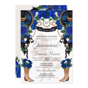 Royal Blue Rose & Black Western Charro Quinceanera
