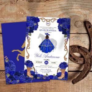 Royal Blue Rose Boots Charro Vestidos Quinceañera