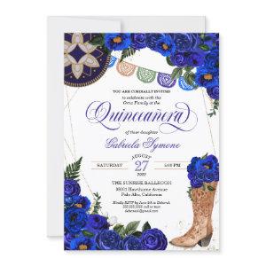 Royal Blue Rose Charra Cowgirl Western Quinceañera