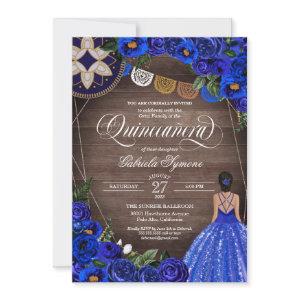Royal Blue Rose Charro Country Gown Quinceanera