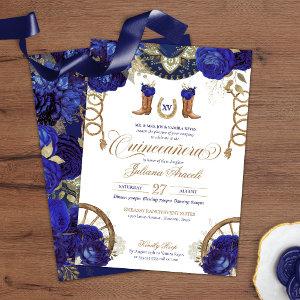 Royal Blue Rose Country Western Charro Quinceanera