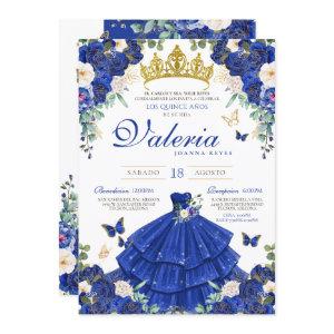 Royal Blue Rose Elegant Princess Quinceanera