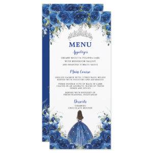 Royal Blue Rose Floral Girl Dress Quinceañera Menu
