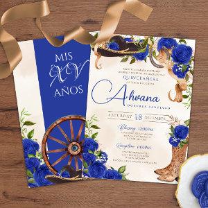 Royal Blue Rose Vintage Charro Western Quinceanera