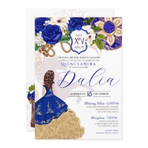 Royal Blue Rose Western Charro Quinceañera Invitat