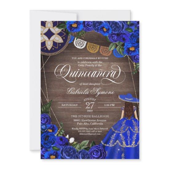Royal Blue Rose Western Charro Rustic Quinceanera