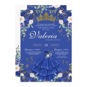 Royal Blue Roses Elegant Princess Quinceanera