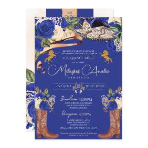 Royal Blue Roses Fancy Mariachi Charro Quinceanera