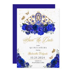 Royal Blue Roses Tiara Save The Date Quinceañera