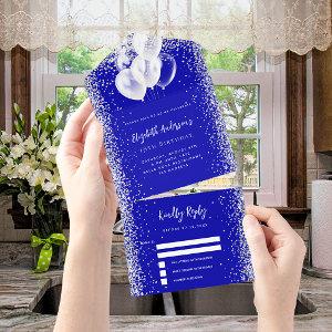 Royal blue silver balloons glitter birthday rsvp all in one
