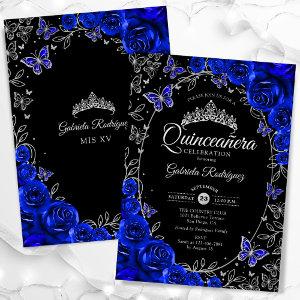 Royal Blue Silver Black Quinceanera