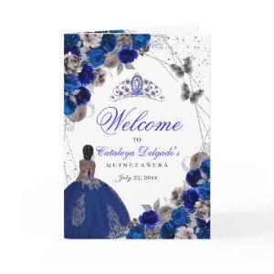 Royal Blue Silver Butterfly Quinceanera Program
