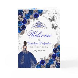 Royal Blue Silver Butterfly Quinceanera Program