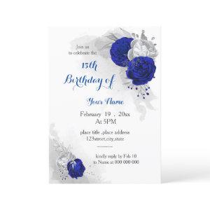 royal blue silver floral birthday
