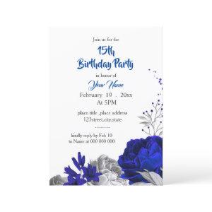 royal blue silver floral birthday