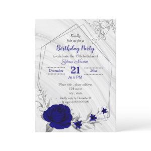 royal blue silver gray geometric birthday party in
