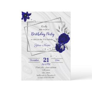 royal blue silver gray geometric birthday party