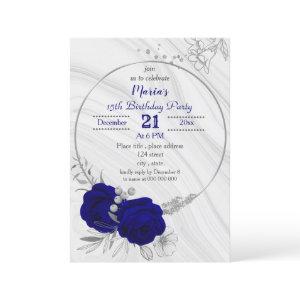 royal blue silver gray wreath birthday party