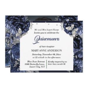 Royal blue silver PHOTO glitter butterfly elegant
