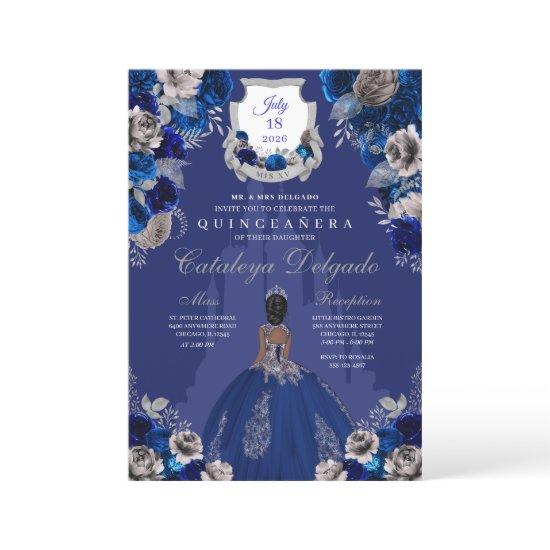 Royal Blue & Silver Princess Castle Quinceañera
