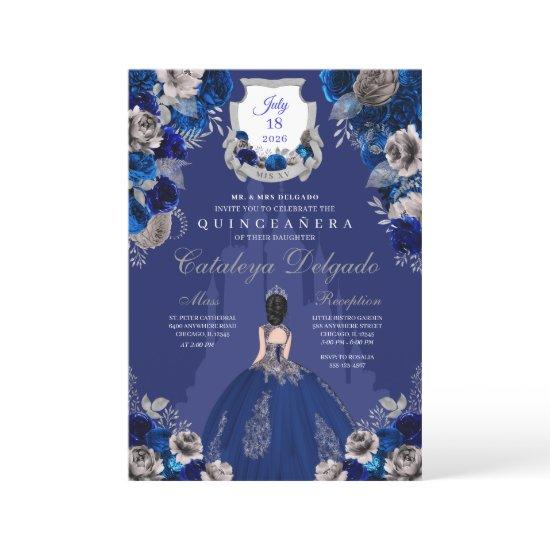 Royal Blue & Silver Princess Castle Quinceañera