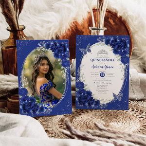 Royal Blue Silver Quinceañera 15th Birthday Photo