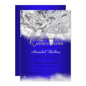 Royal Blue Silver Sparkle Masquerade Quinceanera