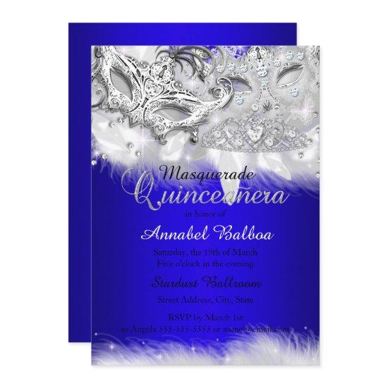 Royal Blue Silver Sparkle Masquerade Quinceanera