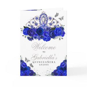 Royal Blue Silver Tiara Quinceanera Program
