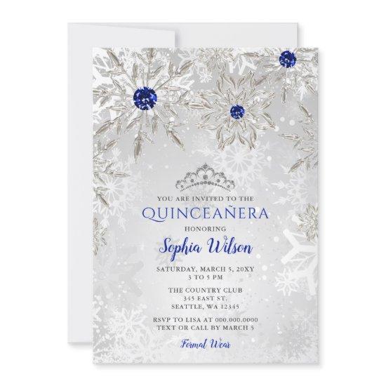 Royal Blue Snowflakes Tiara Quinceañera