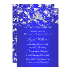 Royal Blue Sparkle Tiara Stars Quinceanera