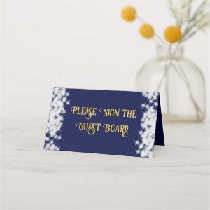 Royal Blue Vintage Boho Quinceañera Spanish Place Card