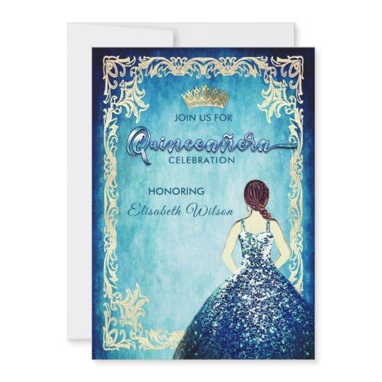 Royal blue Vintage girl tiara Quinceañera