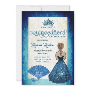 Royal blue vintage hand fan tiara Quince