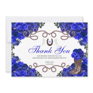 Royal Blue Western Charra Quinceanera Thank You
