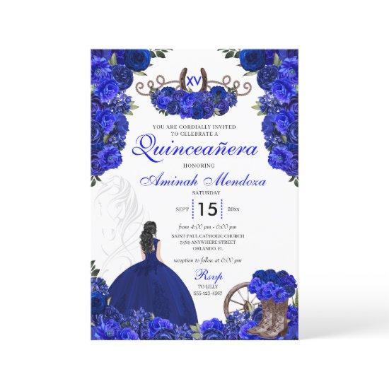 Royal Blue Western Princess Charro Quinceanera