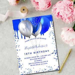 Royal blue white balloons birthday