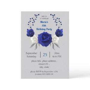 royal blue white flowers grey birthday