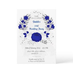 royal blue &white flowers silver birthday