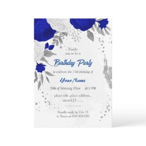 royal blue &white flowers silver birthday