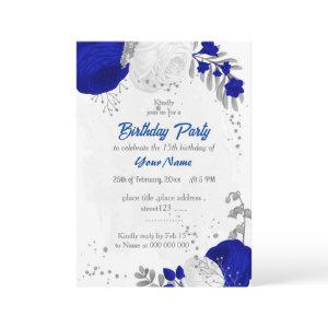 royal blue &white flowers silver birthday