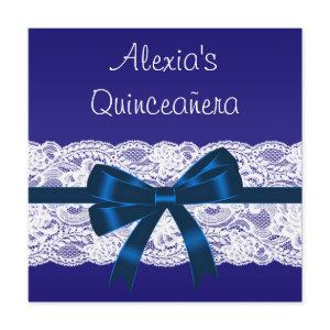 Royal Blue White Lace Quinceanera