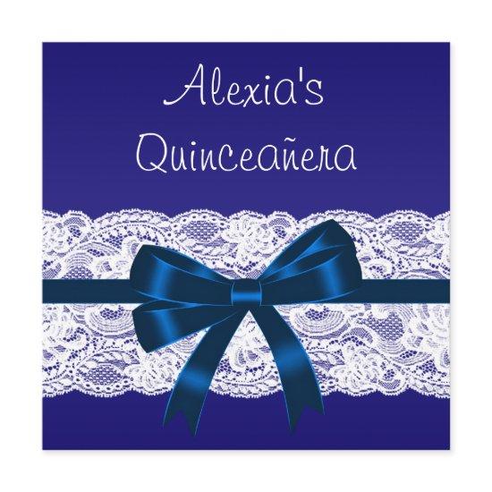 Royal Blue White Lace Quinceanera